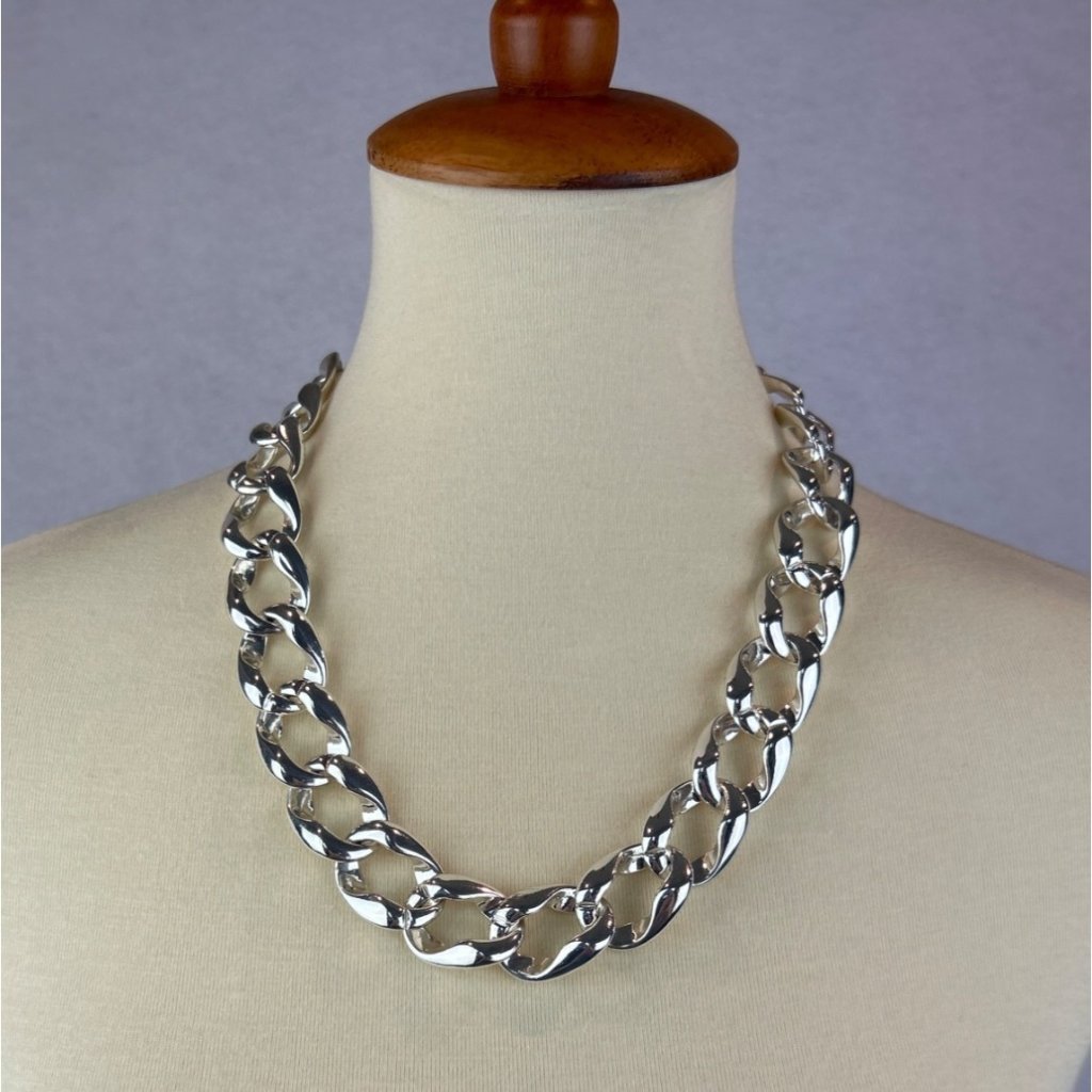 Vintage Chunky Silver Tone Chain Necklace Lydell Adjustable 80s 90s